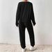 Minimalist Solid Color Lounge Set – Oversized V-Neck Top & Relaxed Pants, Casual Two-Piece Outfit For Women_ecoleips.com