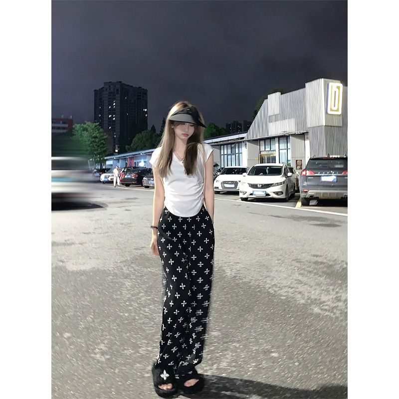 Women's Slimming Digital Print Straight Leg Pants Loose Trousers Fashion Trendy Brand 2026 Summer New Style for Men_ecoleips.com