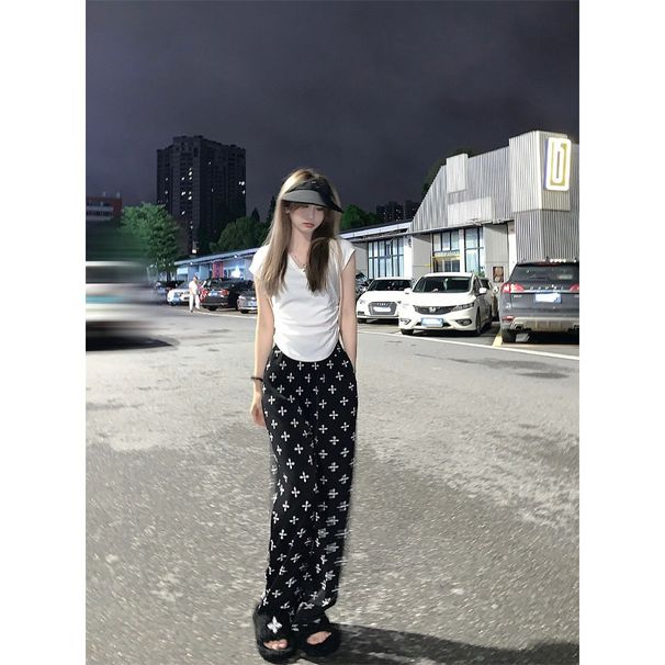 Women's Slimming Digital Print Straight Leg Pants Loose Trousers Fashion Trendy Brand 2026 Summer New Style for Men_ecoleips.com