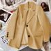 Mustard Yellow Suit Jacket For Women Trendy Street Style Casual Outerwear For Spring Autumn_ecoleips.com