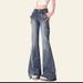 Aria Basics Plus-size American High Street Vibe Butterfly Embroidered Flared Jeans For Women, Summer Plus-size Women's Slimming_ecoleips.com