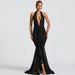 Elegant V-Neck Backless Evening Dress – Sheer Mesh & Bodycon Mermaid Gown For Women (Black/Wine Red, S/M/L)_ecoleips.com