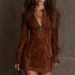 Women's Clothing Women's Long Sleeved Slim Fit Midi Dress Zipper Lace Trim For Formal & Casual For Women_ecoleips.com