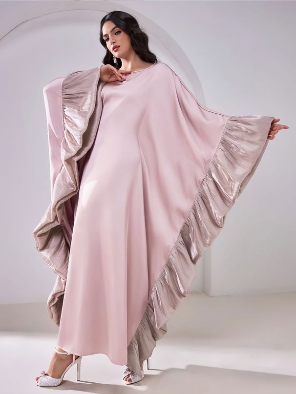 Verve 2025 New Muslim Fashion Elegant Dubai Islamic Arab Robe Batwing Sleeve Cover-up_ecoleips.com