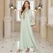 Modest Abaya Dress Muslim Women's Cross-Embroidered Robe Middle Eastern Style Casual Dress For Dubai Travel Polyester_ecoleips.com