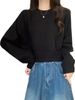 girl Round Neck Soft Sweater For Women Sring Autumn 2025 New Style Lazy Loose Slimming Pullover Long Sleeve Short Knitted_ecoleips.com
