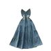 Premium High-End Denim Dress Backless Strapless Bow Tie Waist Slimming Fit Niche Selection Hollow out_ecoleips.com