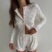Cross-Border Knitted Printed Comfortable Long Sleeve Shorts Lace Trim Pajama Set European And American Autumn New_ecoleips.com