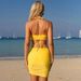 Women's Clothing 3D Floral Embellished Strapless Two Piece Bikini Maxi Dress Women's Sexy Bodycon Ruched Swimsuit For Vacation/Beach_ecoleips.com
