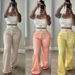 European And American New Contrast Color Double Waistband Layered Loose Sports Street Casual Trousers Two Piece Suit For Women_ecoleips.com