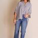 Verve 2025 Women's Spring/Summer New Striped Single-Breasted Mid-Sleeve Shirt_ecoleips.com