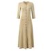 Women's Clothing Autumn Gold Thread Round Neck Hook Flower Single Breasted Hollow Slim Knitted Dress_ecoleips.com