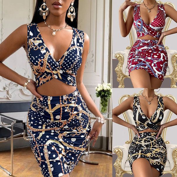 Women's Printed Spaghetti Strap Midi Dress Sexy Bodycon Mid‑Length Casual Evening Dresses_ecoleips.com
