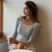 Women's Long Sleeve Base Shirt Top Square Neck Lace Trim Solid Color European American Style Autumn Fashionable Versatile_ecoleips.com
