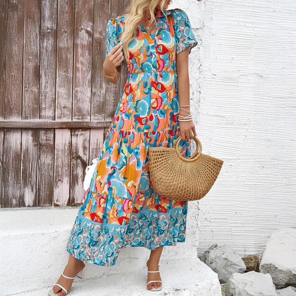 DiYun European And American Vacation Casual Style Printed Dress Women's Clothing 2025 Spring/Summer_ecoleips.com