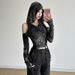 Ng2510292 Pure Desire Y2K Hot Girl Design Off-Shoulder Slimming Hooded Long Sleeve T-Shirt For Women Autumn Winter Elegant_ecoleips.com