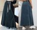 Stretch Waist A-Line Denim Skirt For Women – Relaxed Fit & Flowy Hem (S-XXL) | Casual Long Skirt With Drawstring_ecoleips.com