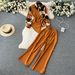 Retro Women's Set – Asymmetrical Print Shirt With High-Waisted Wide-Leg Pants (Cropped Sleeve, Purple/Peach/Black/Orange/Blue/Army Green/Beige)_ecoleips.com