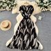 Korean Style Sleeveless Printed Dress for Women High Waisted A-Line Long Skirt Commuter Style Light Luxury Design Spring New_ecoleips.com