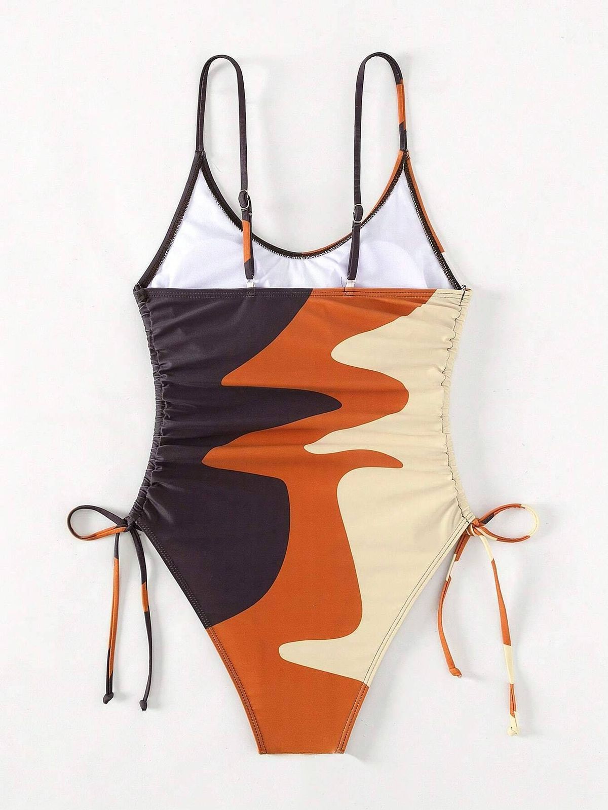 Women's Clothing One Piece Swimsuit Multi Color Contrast Drawstring Sexy Bikini Cross Sports Suit For Vacation_ecoleips.com
