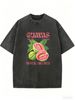 Tropical Guavas Fruit Letter Graphic | Vintage Dopamine Women T-Shirt Acid Washed Oversized Fit Summer Festival Holiday Outfit_ecoleips.com