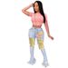 Women's Clothing Washed Distressed Fringe Jeans Flared Pants Slim Fit Casual Long Denim Handmade_ecoleips.com