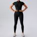 Women's Clothing Zipper Short Sleeved Nude Yoga Jumpsuit For Women To Wear As Outerwear For Fitness Sports Trousers Jumpsuit_ecoleips.com