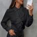 Verve Loose Chiffon Shirt For Women, White Long Sleeve Blouse, New Fashionable Professional Wear With Ruffled Edges_ecoleips.com