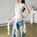 2025 Summer New Women's Fashion Sexy Hot Diamond Irregular Edge One Shoulder Slim Fit Top_ecoleips.com
