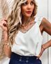 Lace Trim Women's Sleeveless V Neck Top Ruffled Style Summer Clothing For Women_ecoleips.com