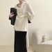 Black White Color-blocking Chinese-style Modern Chinese Blazer With V-neck, Elegant Women's Clothing, New Spring And_ecoleips.com