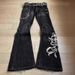 Women's Clothing Retro Embroidery Heavy Work Hot Girl Punk Washed Black Straight Flared Jeans For Women And Men_ecoleips.com