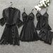 Silky-Touch 4-Piece Sleep Set – Padded Chemise, Robe & Adjustable Straps (S-XXXXL)_ecoleips.com