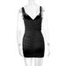 Aria Basics Aria Basics European American Style Pure And Alluring Summer New Slim-fit Bodycon Short Dress, Sexy V-neck Revealing Cleavage_ecoleips.com