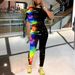 2025 Women's Spring Summer Elegant Short Sleeve Long Pants Colorful Casual Fashion Set_ecoleips.com