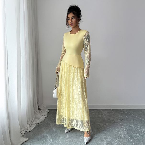 Women's Clothing Elegant Lace Long Sleeved Women's Dress Ensures Durability And Longevity Autumn Winter_ecoleips.com