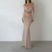 Women's Mesh Long Sleeve Crop Top & Maxi Skirt Set – Sweet & Sassy Outfit (S/M/L)_ecoleips.com