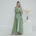 Floral Patchwork Cardigan & Scarf Set - Elegant Long Sleeve Blouse With 3D Embroidery, Office Chic & Casual Wear (Green, S/M/L/XL)_ecoleips.com