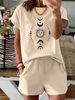 Women’s 2 Piece Outfit Set – Oversized Graphic T-Shirt And Biker Shorts Matching Set, Casual Summer Lounge Tracksuit For Daily Wear-338_ecoleips.com