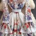 Women's Clothing Women's Style V-Neck Bell Sleeve Dress Lace Patchwork Print Ruffled Long Skirt Waist Cinching Sexy Spring Autumn_ecoleips.com
