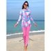 Women's Clothing Split Swimsuit Style Long Sleeve Sunscreen Surfer Suit Slim Diving Bikini Set For Formal & Casual_ecoleips.com