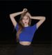 Sapphire Blue Thin round Neck Jazz Dancer Women's Slightly Sheer Solid Color Slim Fit Stretch Short Sleeve T-Shirt Dance Top_ecoleips.com