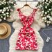 European And American Style Floral Sleeveless For Women, Summer Ruffled Slim-fit Pure Desire Hot Girl Petite Stunning_ecoleips.com