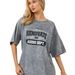 "Bottoms Missing" Trend Design, Hong Kong Style Print, 100% Pure Cotton, Short-sleeved, Washed Gray, Vintage, Loose Fit,_ecoleips.com