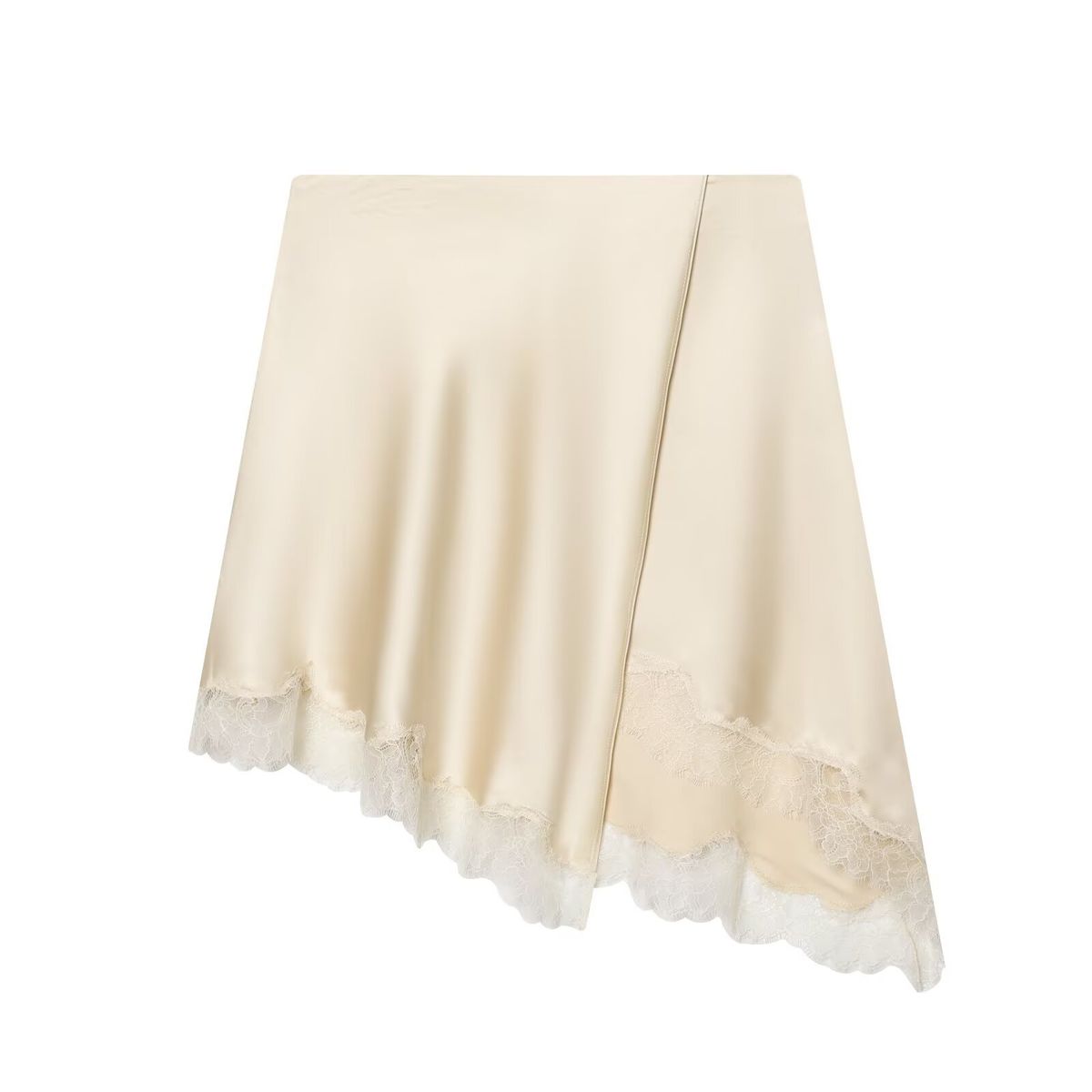 Women's Clothing Elegant Satin & Lace High-Waist Mermaid Skirt With Asymmetrical Hem For Women_ecoleips.com
