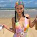 Women's Clothing Rainbow Colored Hollowed Out Floral Pattern One Piece Swimsuit Fresh Simple Style High End Beach Vacation Wear_ecoleips.com