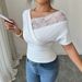 Women's Summer New Style Off-Shoulder Lace Patchwork Top V Neck Irregular European American Cross Border INS Fashion_ecoleips.com