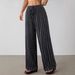 Women's Wide Leg Pants Drawstring Waist Casual Striped Elastic Trousers Multiple Contrast Colors Available_ecoleips.com