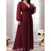 Women's Plus Size V Neck Long Sleeve Appliqué Elegant Evening Dress Prom Dress Party Dress Bridesmaid Dress_ecoleips.com