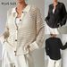Women’s Oversized Knit Cardigan – Single-Breasted Open Front Cover-Up For Spring & Summer (White/Black, 0XL-4XL)_ecoleips.com